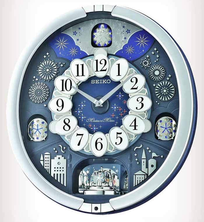 Seiko QXM379SRH Metallic Melodies in Motion Clock - The Clock Depot