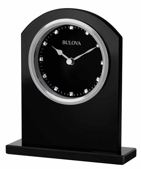 Bulova B5010 Ebony Crystal Desk and Table Clock