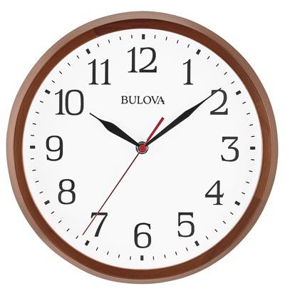 Bulova C4899 Clarity Minimalist Dark Walnut Wall Clock