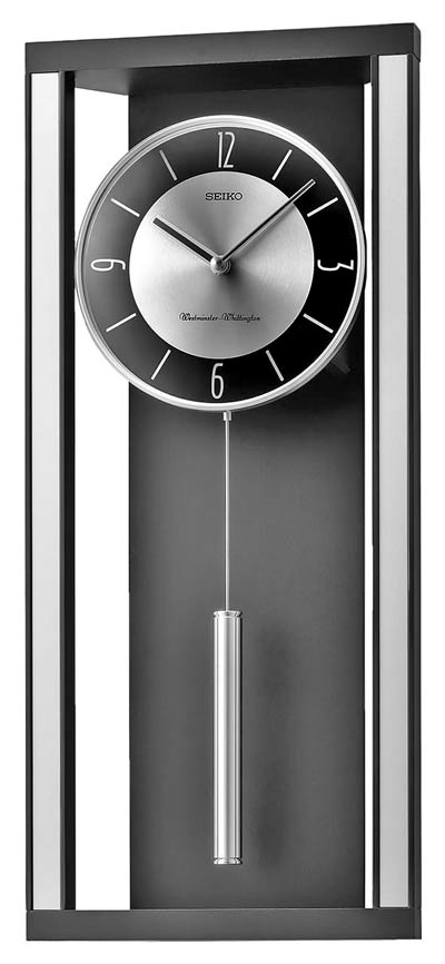 Seiko QXH068K-Black Mid-Century Modern Chiming Wall Clock