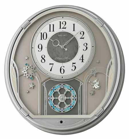 Pink Marble Case Good Night Theme Seiko Melodies in Motion Analogue Wall Clock 