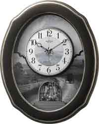 HP023305 Contemporary Rhythm White Wall Clock with Terraced Glass Front 30cm 