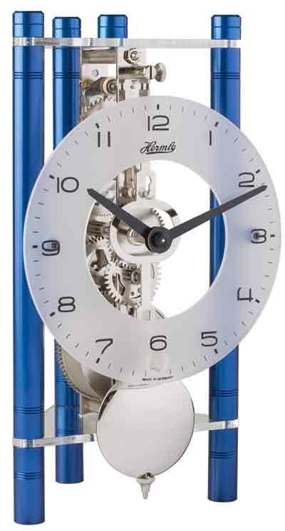 Hermle Lakin 23025-Q70721 Keywound Table Clock in Blue
