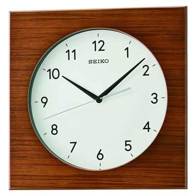 Seiko QXA766ZLH Modern Square Wall Clock in Brown