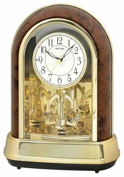 Rhythm 4RH791WD23 Crystal Dulcet II Woodgrain Table Clock 